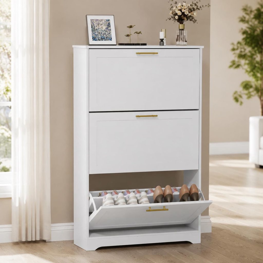 Three-Drawer Cabinet with Gold Handles