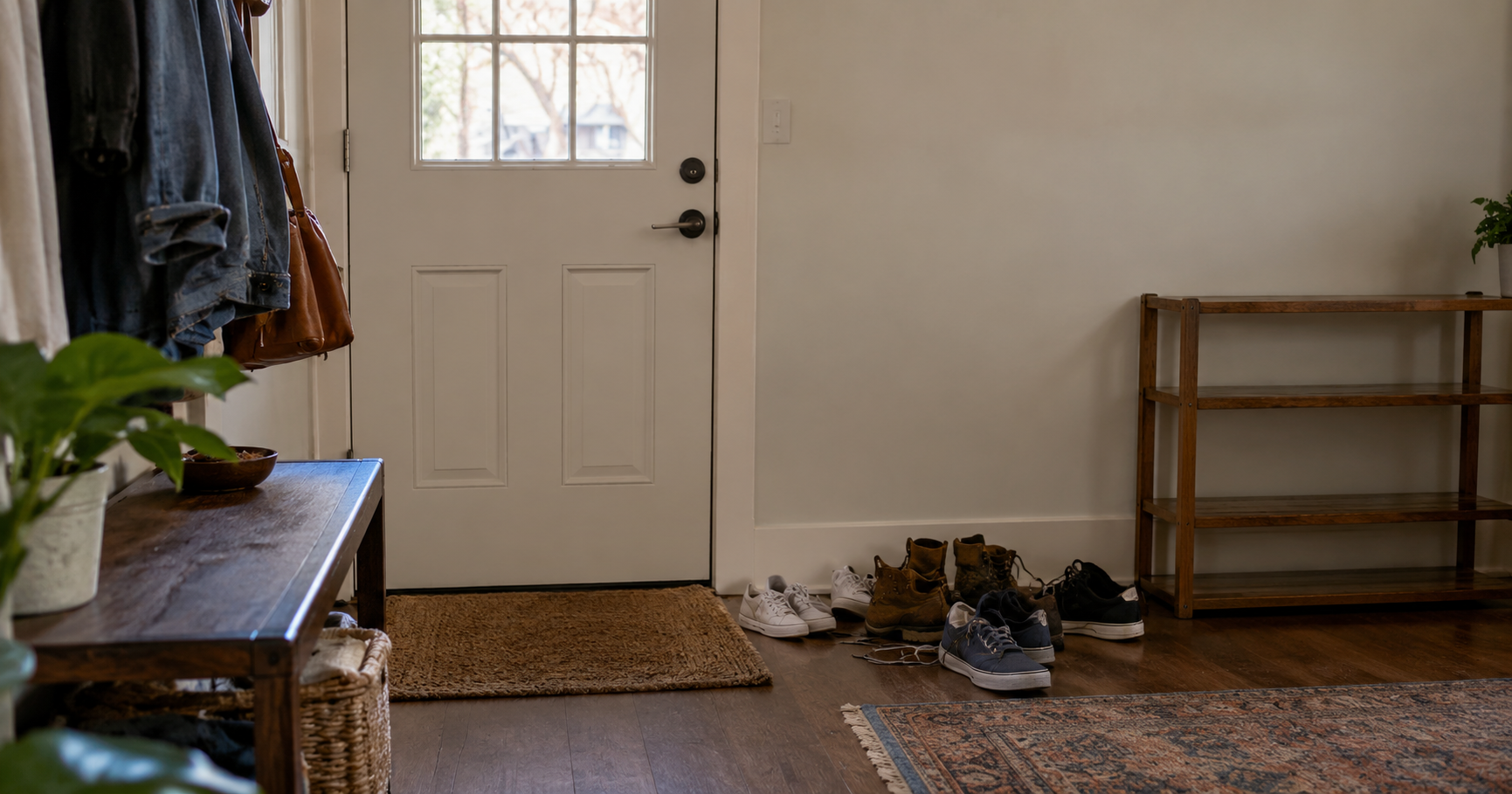 shoes piling up by front door