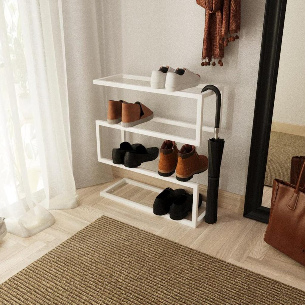 Modern Metal Shoe Rack with Umbrella Holder
