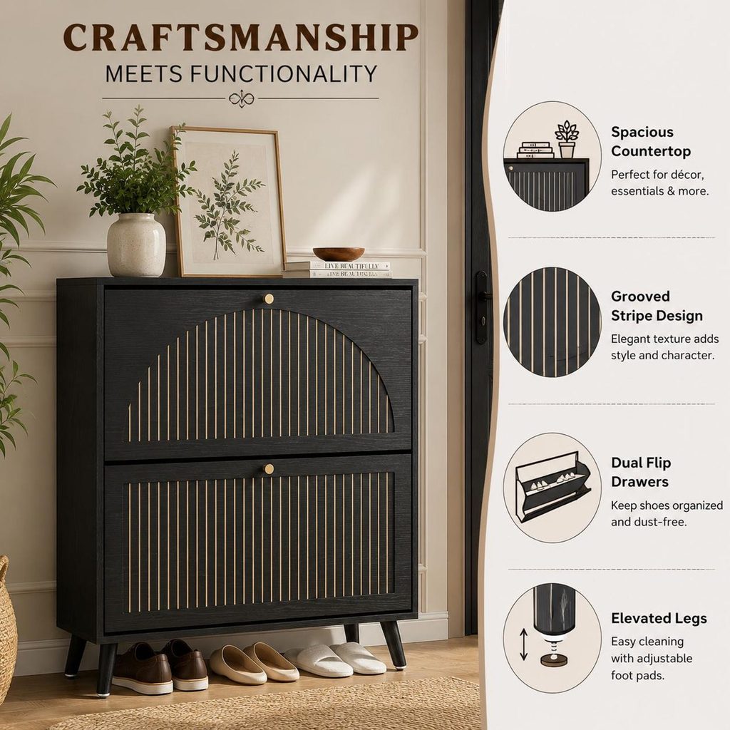 Narrow Cabinet in Black, Walnut or White