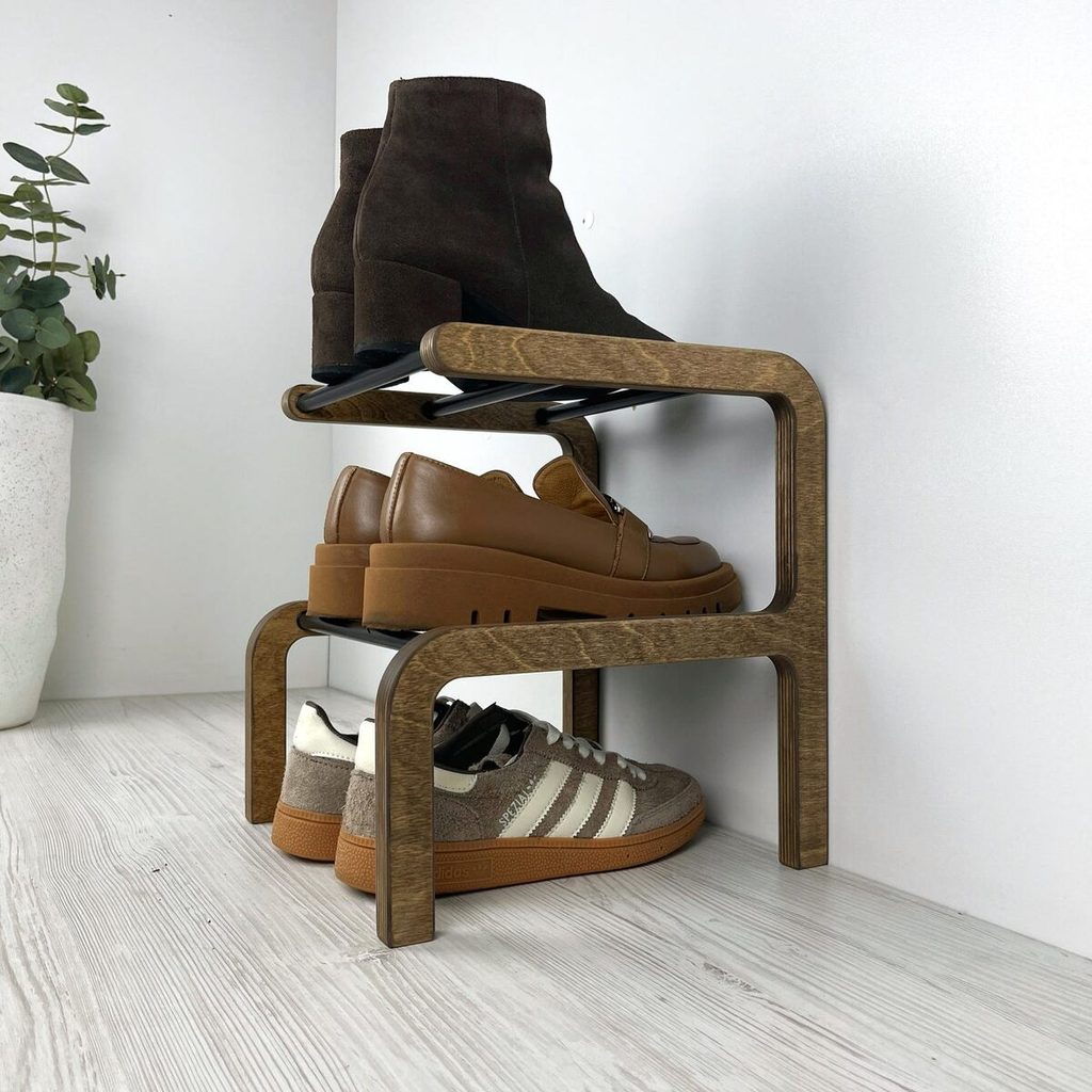 Narrow Wooden Shoe Rack, 2/3/4-Tier