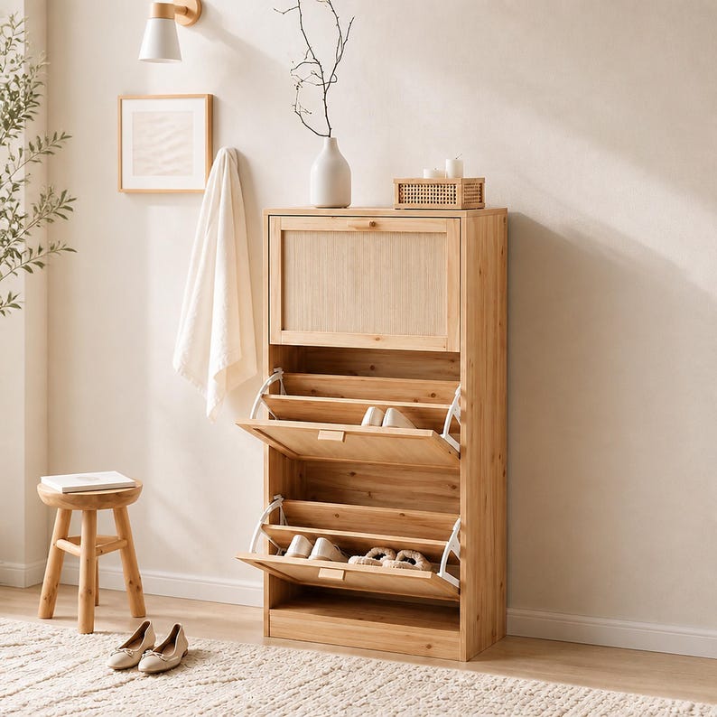 Solid Wood 3-Tier Cabinet
